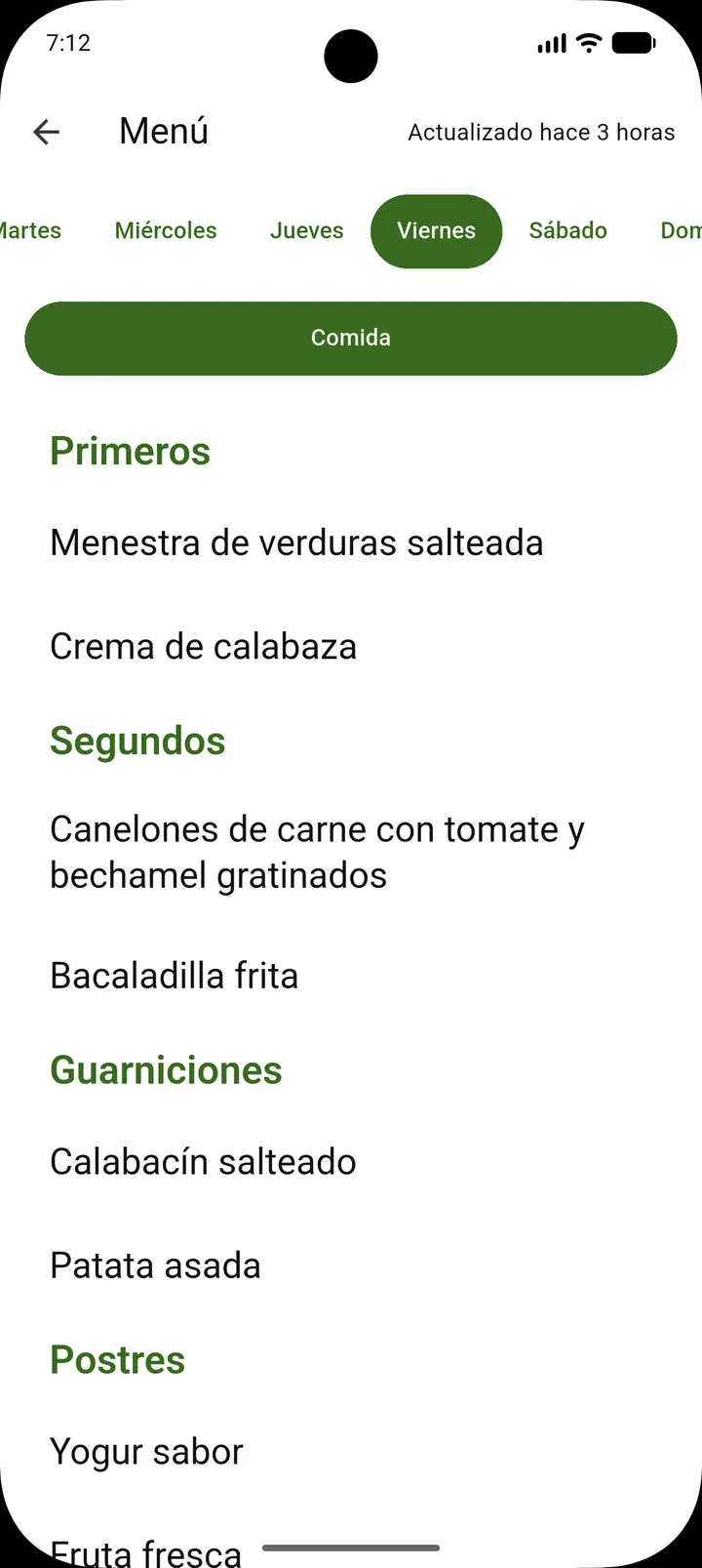 Menú semanal
